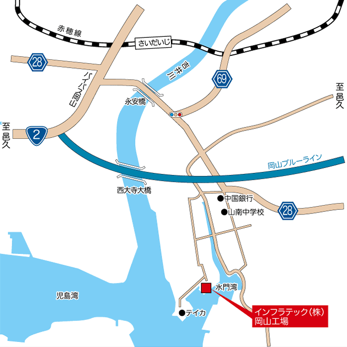 岡山工場地図